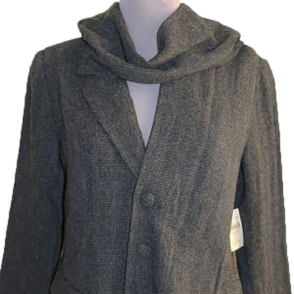 COLDWATER CREEK GRAY SCARF ATTACHED JACKET 10, 12 - Picture 1 of 4